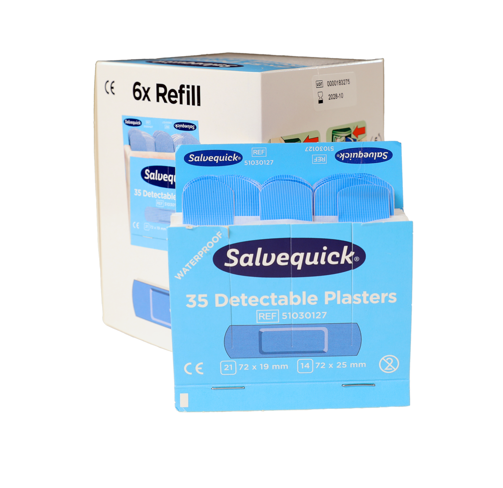 Salvequick Plåster Blue Detectable refill 6-pack