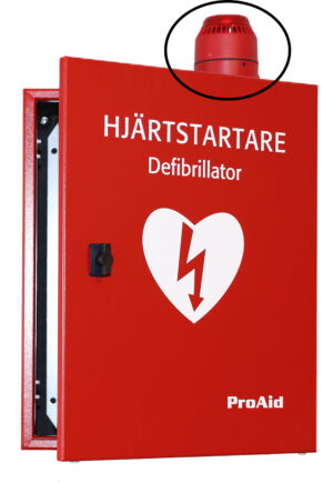 Blixtljus till larmat hjärtstartarskåp