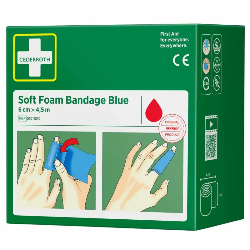 Cederroth Soft Foam Bandage Blue, 6 cm x 4,5 m, 1-pack