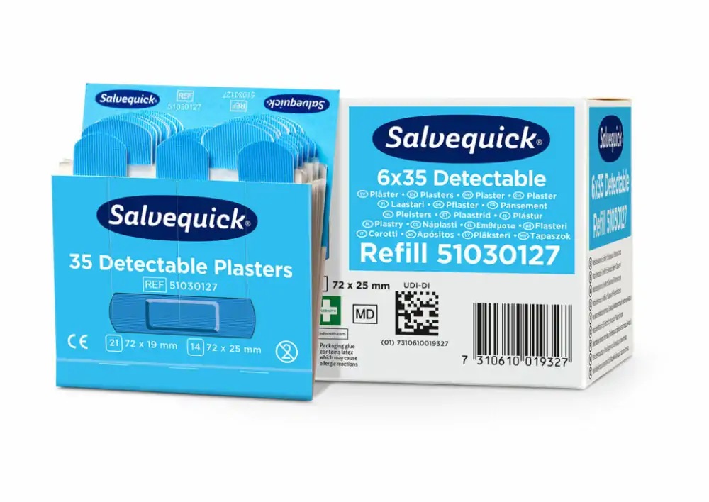 Salvequick Plåster Blue Detectable refill, 6-pack