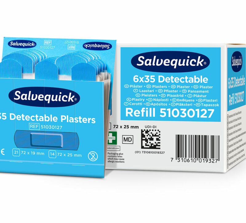 Salvequick Plåster Blue Detectable refill, 6-pack