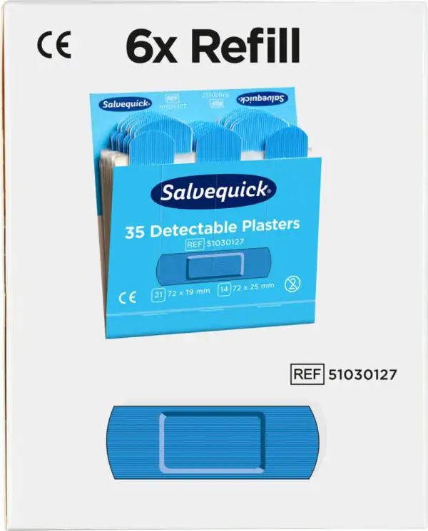 Salvequick Plåster Blue Detectable refill, 6-pack
