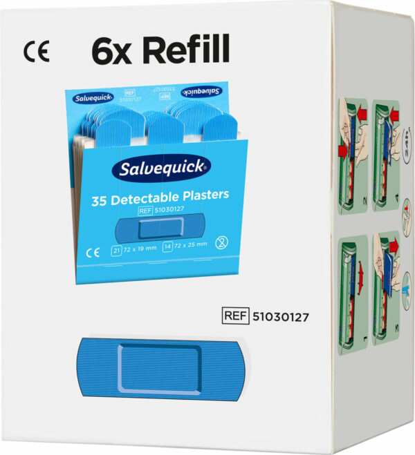 Salvequick Plåster Blue Detectable refill, 6-pack