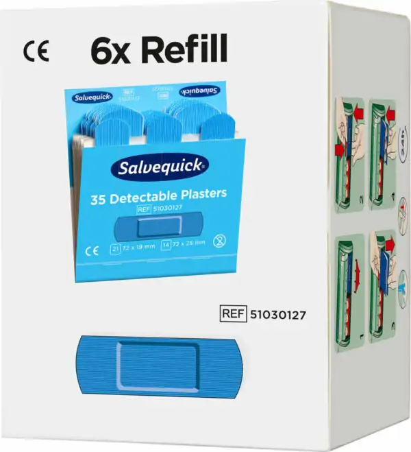 Salvequick Plåster Blue Detectable refill, 6-pack